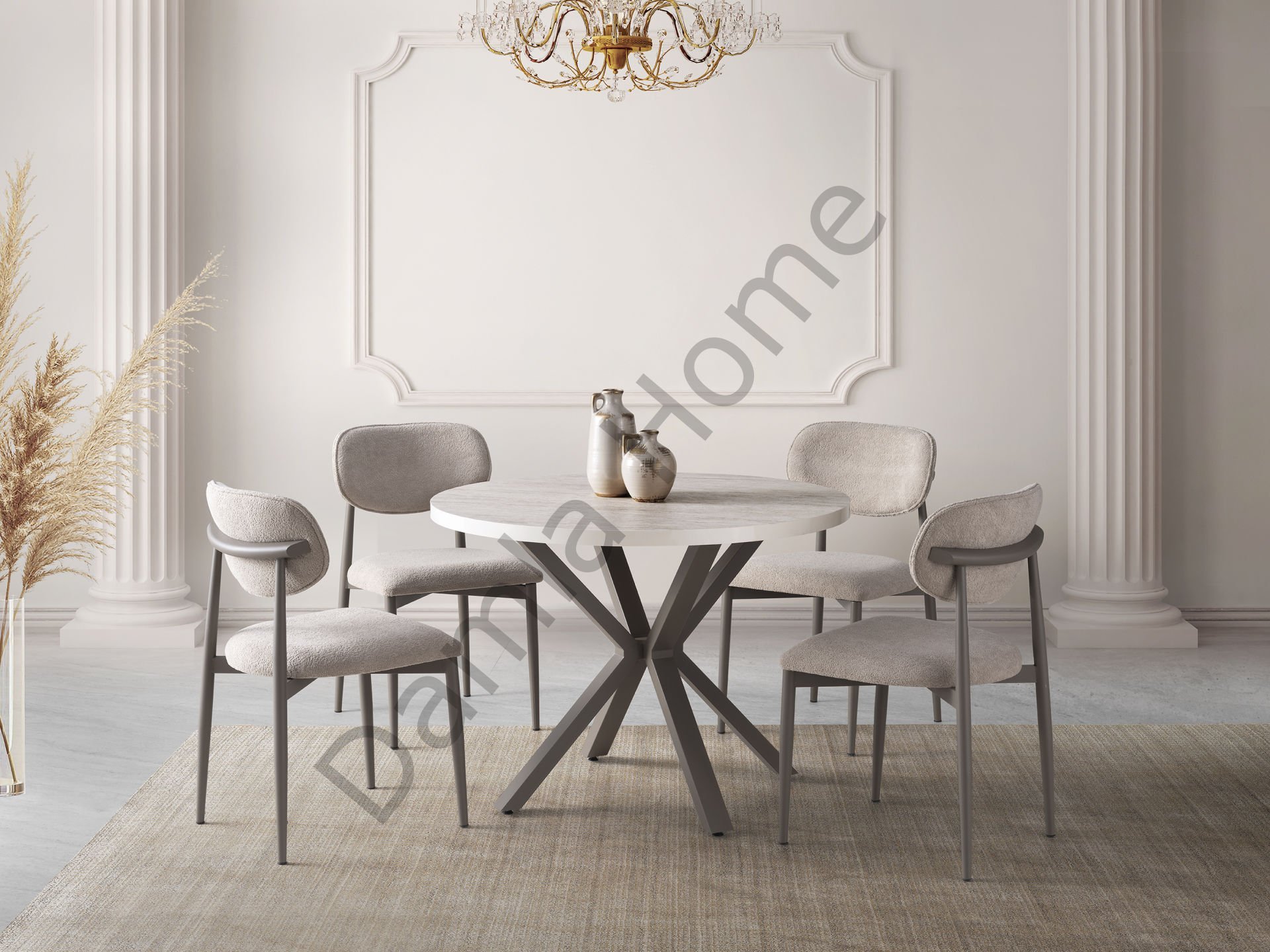 Silva Masa Sandalye Takımı - Traverten/Cappucino