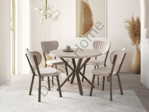 Silva Masa Sandalye Takımı - Traverten/Cappucino