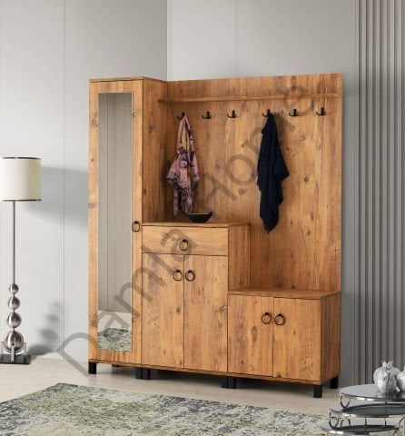 Elmas Portmanto Üçlü - Çam