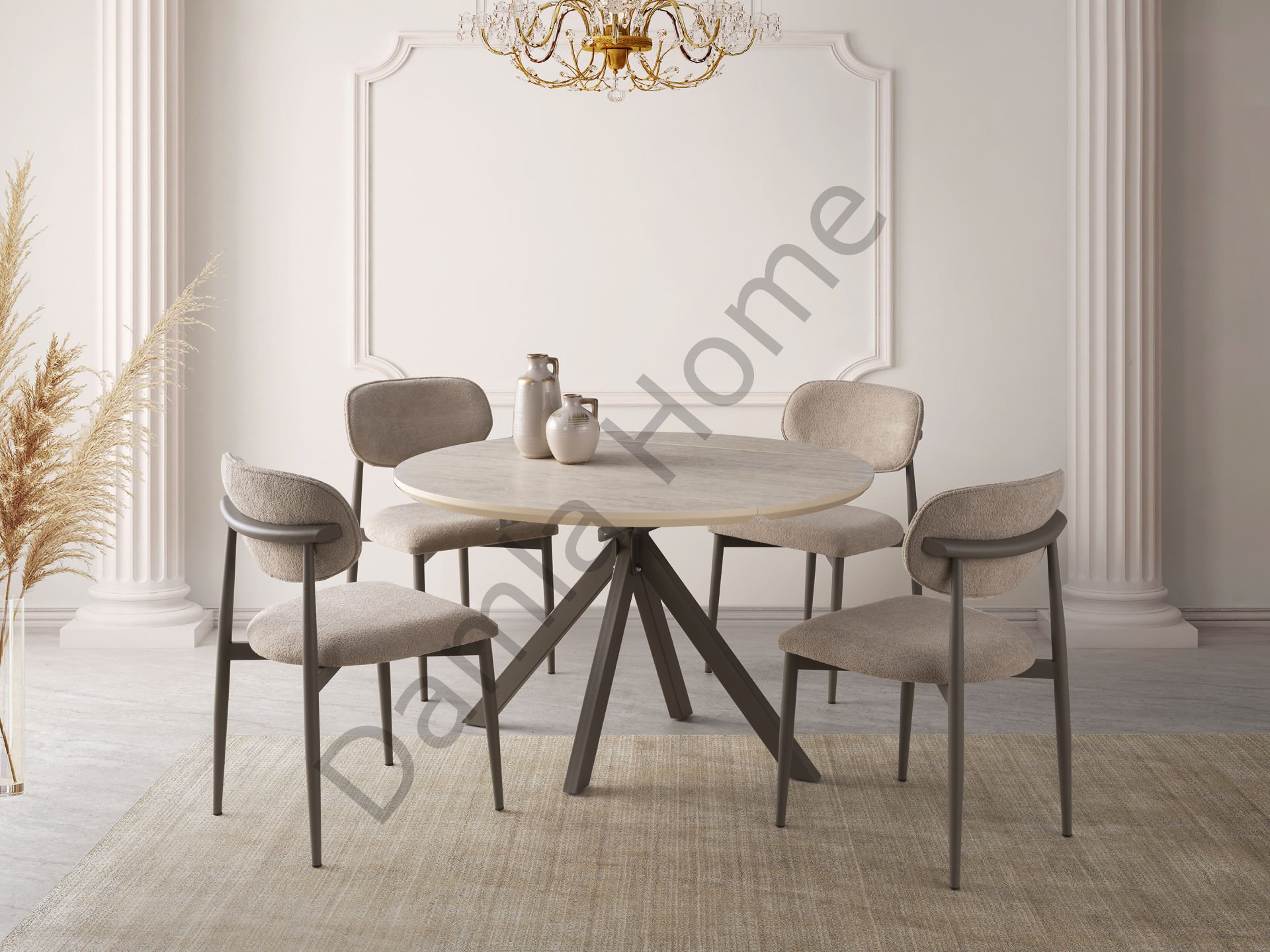 Seyhan Masa Sandalye Takımı - Traverten/Cappucino