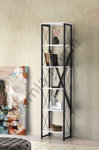 Ferforje Kitaplık 40'lık - Beyaz/Siyah