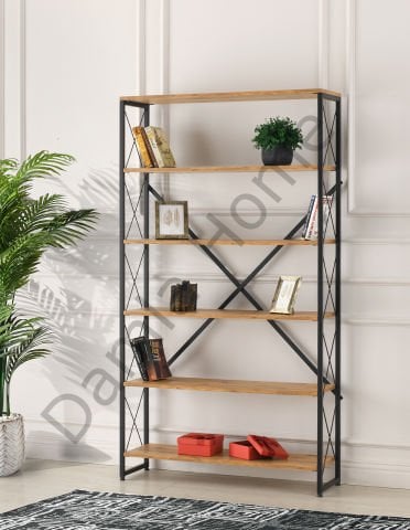 Ferforje Kitaplık 100'lük - Çam/Siyah