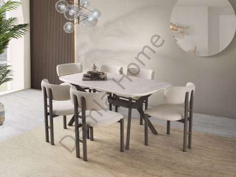 Prizma Masa Sandalye Takımı - Traverten/Cappucino