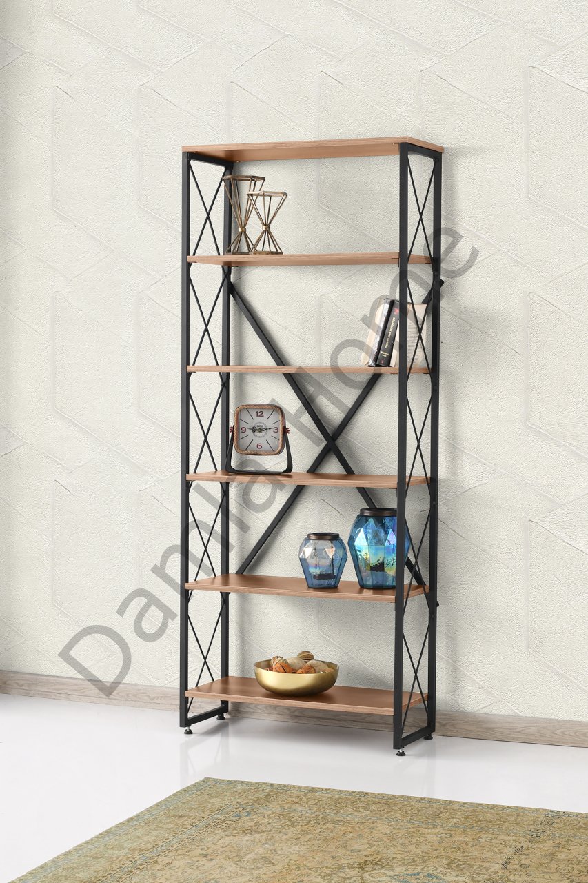 Ferforje Kitaplık 80'lik - Çam/Siyah