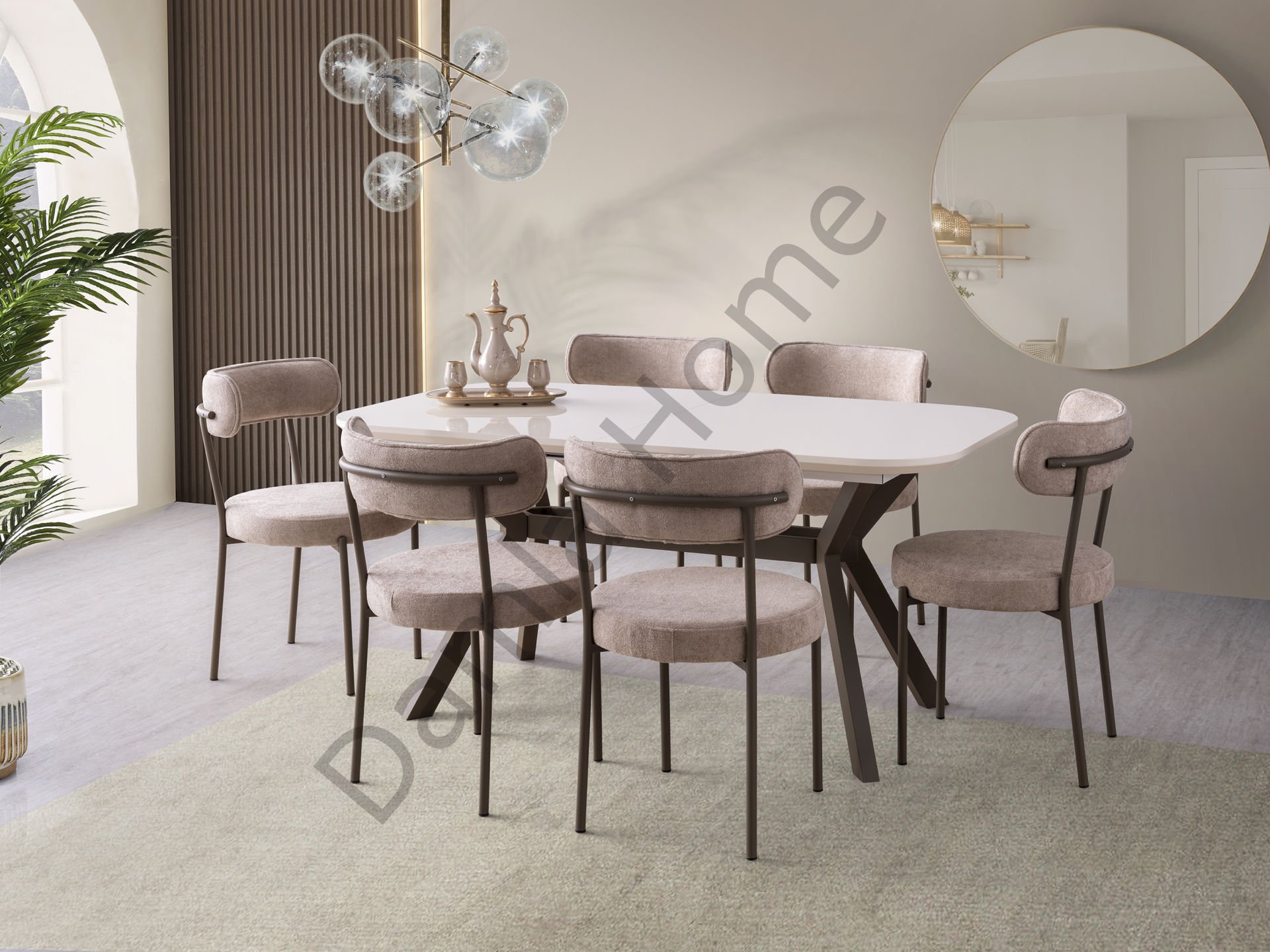 Prizma Masa Sandalye Takımı - Ekru/Cappucino