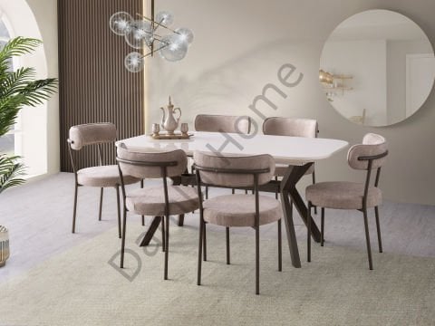 Prizma Masa Sandalye Takımı - Ekru/Cappucino