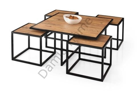 Kares Orta Sehpa - Siyah/Çam