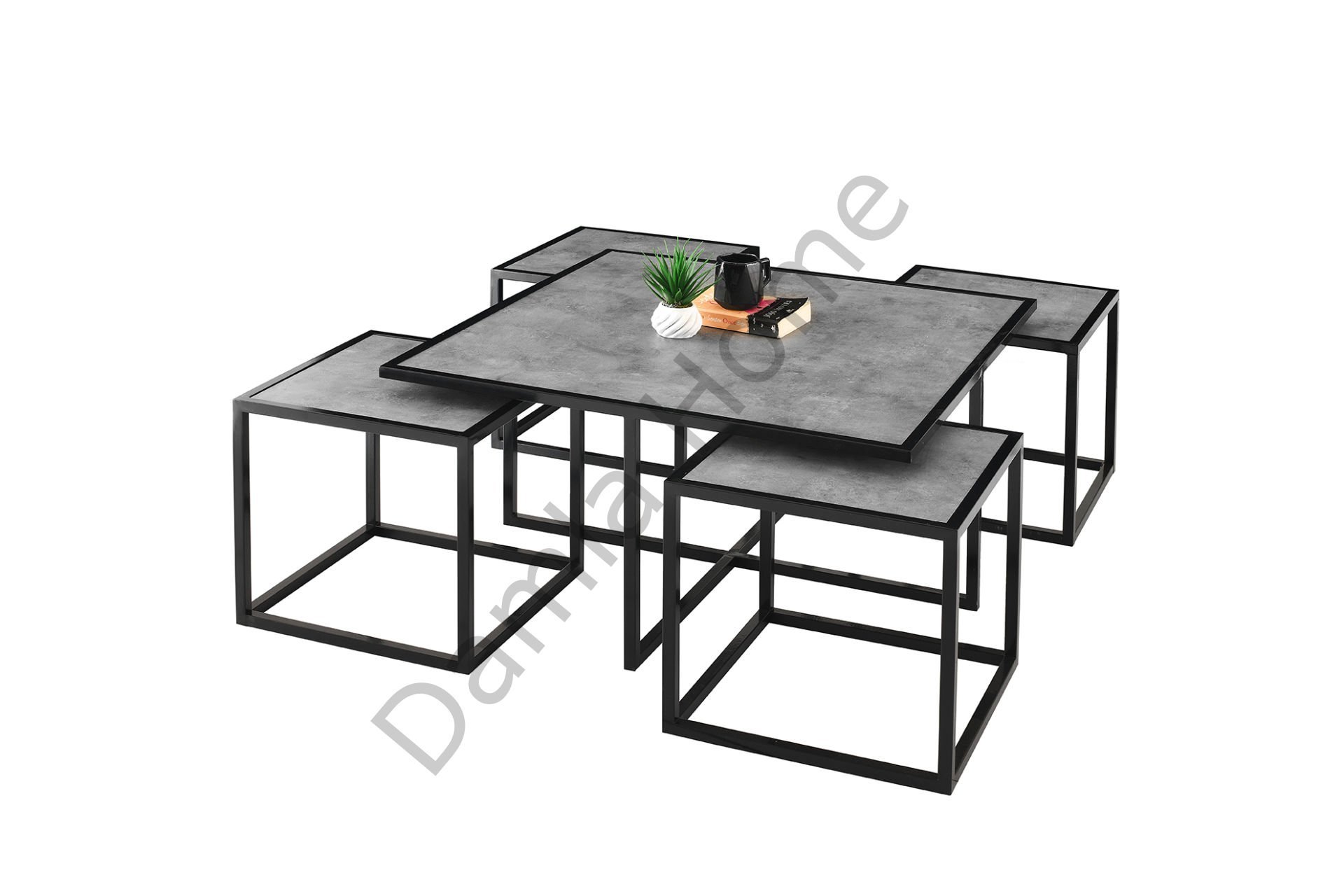 Kares Orta Sehpa - Siyah/Gri