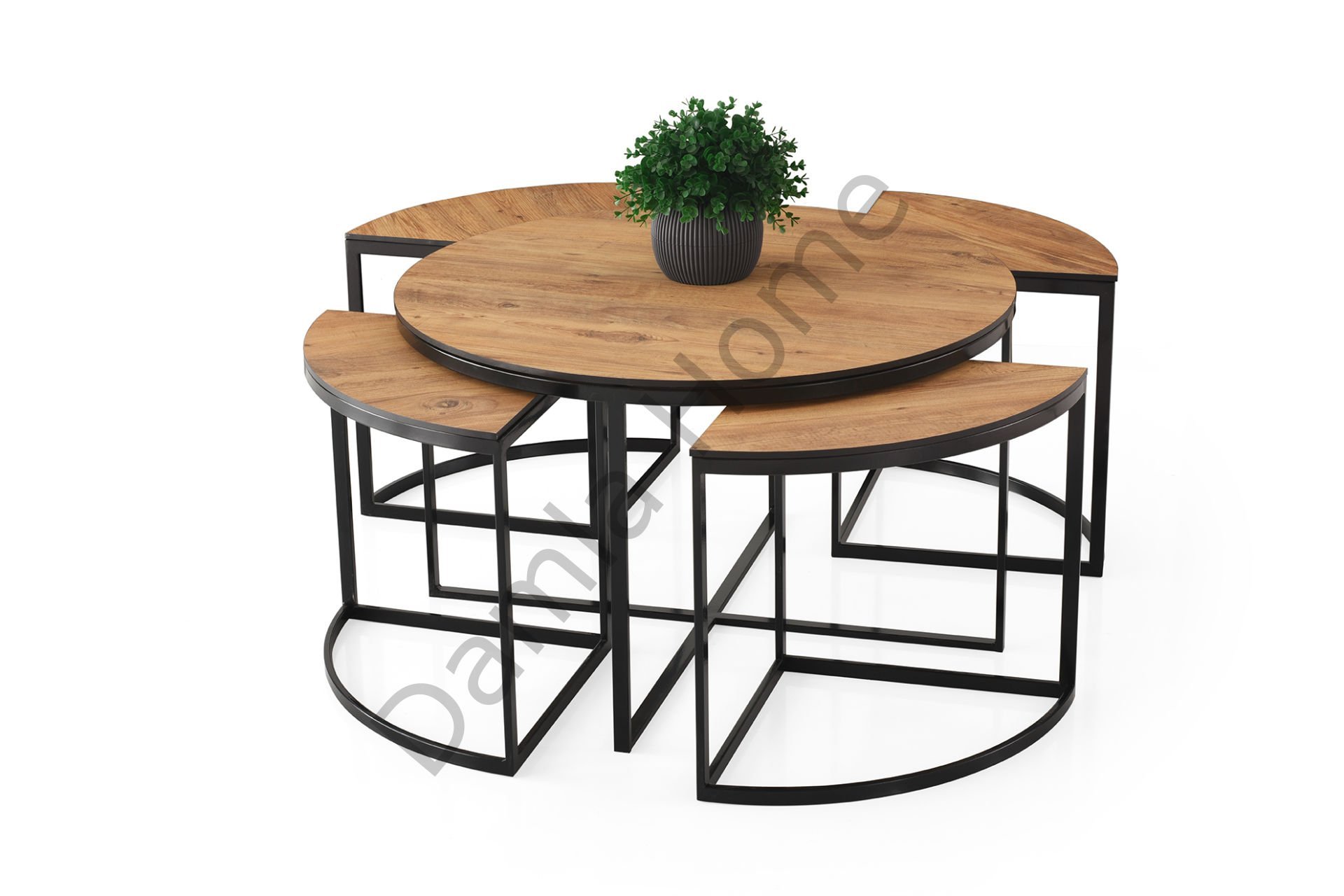 Pizza Orta Sehpa - Siyah/Çam