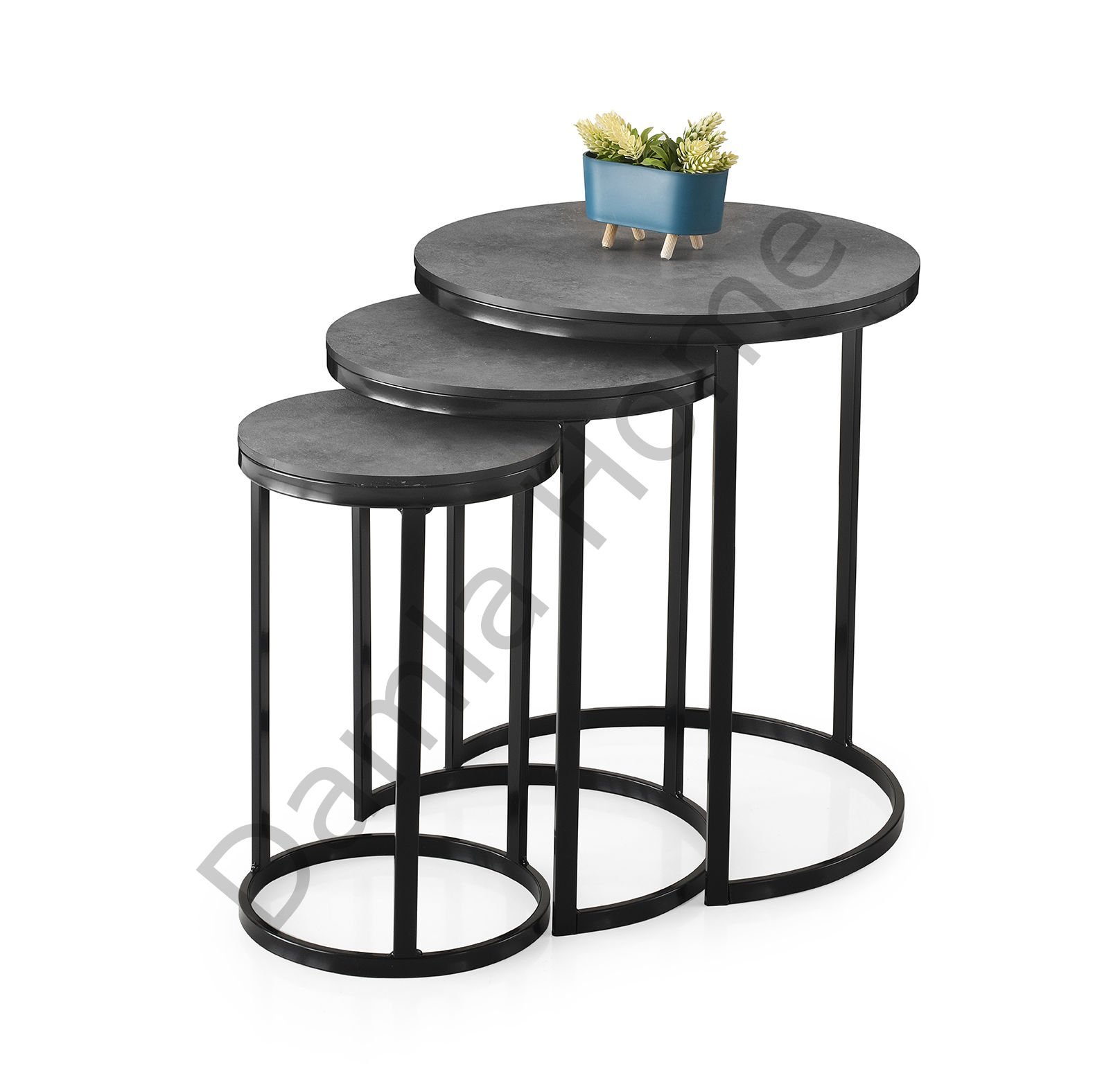 Sedef Zigon Sehpa - Siyah/Gri