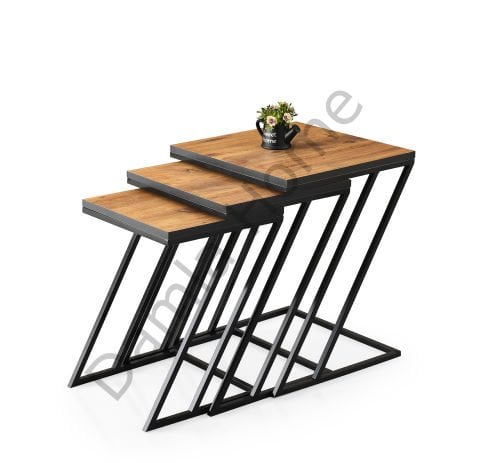 Zarif Zigon Sehpa - Siyah/Çam