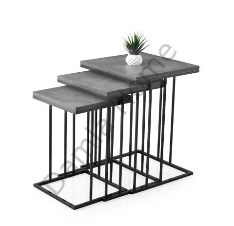 Elit Zigon Sehpa - Siyah/Gri