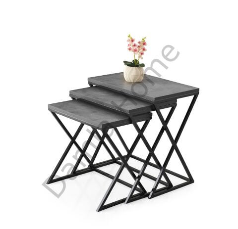 Çapraz Zigon Sehpa - Siyah/Gri