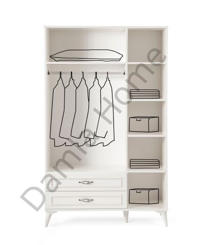 Nehir Üç Kapaklı Aynalı Dolap - Ekru