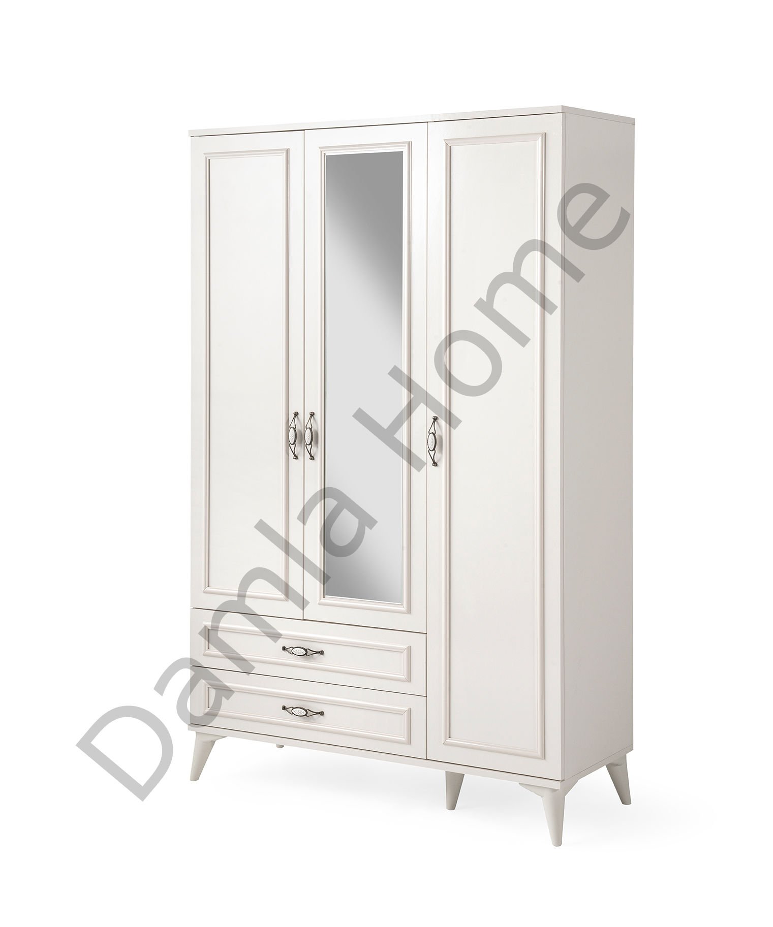 Nehir Üç Kapaklı Aynalı Dolap - Ekru