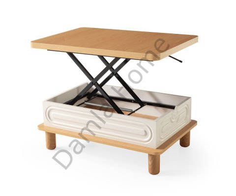 İnci Akıllı Orta Sehpa - Kayın/Ekru