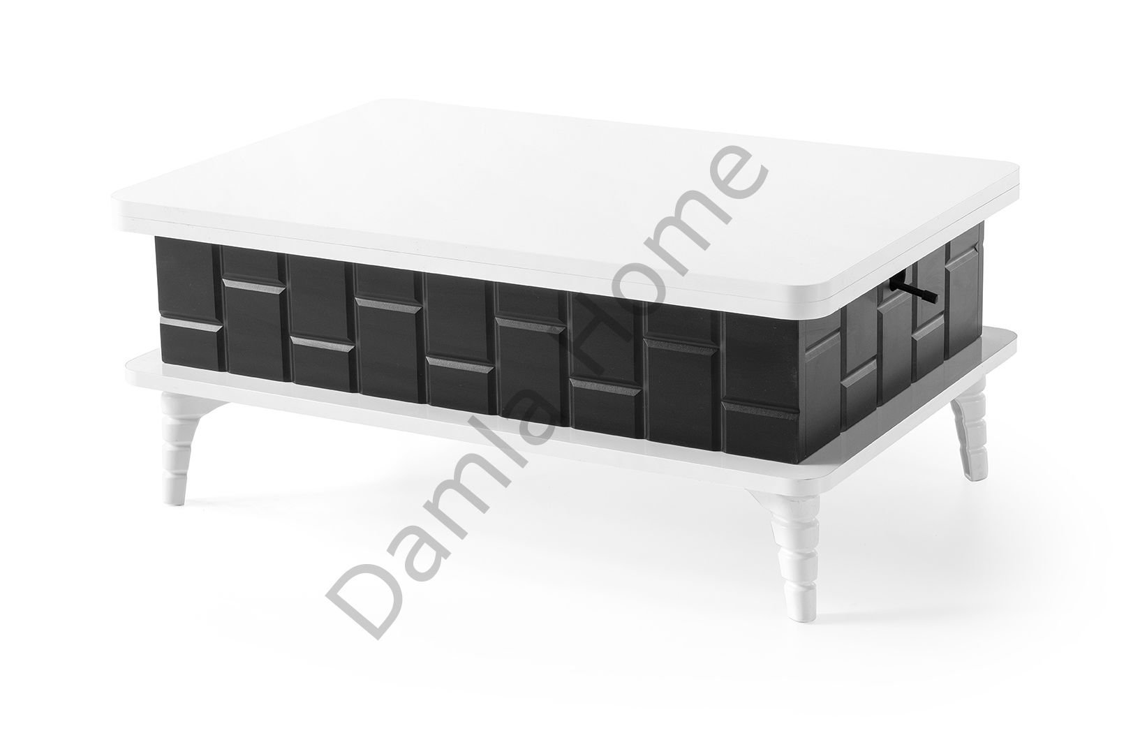 Nergis Akıllı Orta Sehpa - Beyaz/Siyah