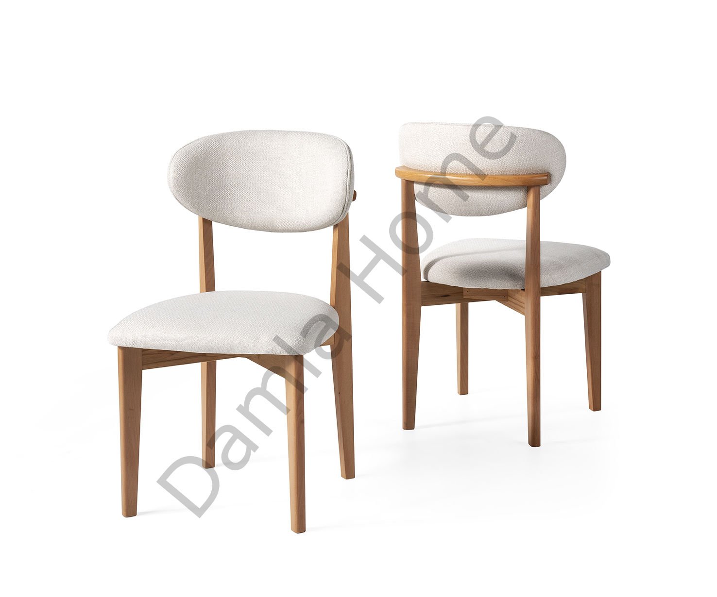 Norte Ahşap Sandalye - Naturel/Krem Kumaş