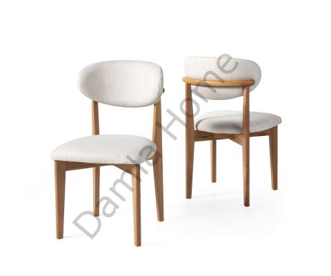 Norte Ahşap Sandalye - Naturel/Krem Kumaş