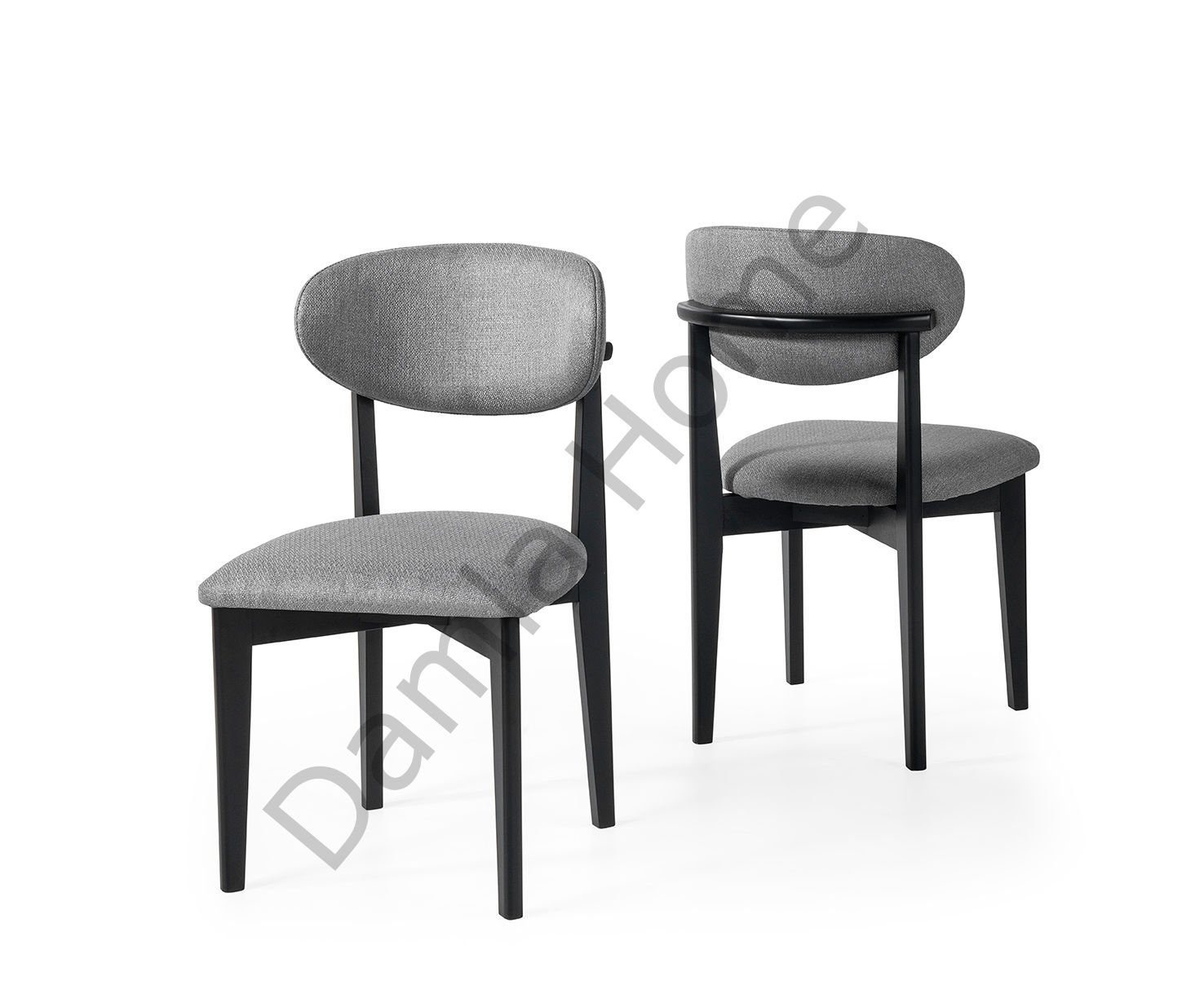 Norte Ahşap Sandalye - Siyah/Gri Kumaş