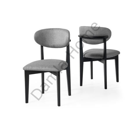 Norte Ahşap Sandalye - Siyah/Gri Kumaş