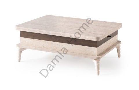 Lina Akıllı Orta Sehpa - Traverten/Naturel Ceviz