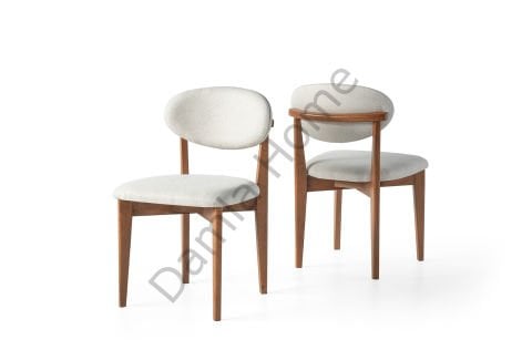 Norte Ahşap Sandalye - Ceviz/Krem Kumaş