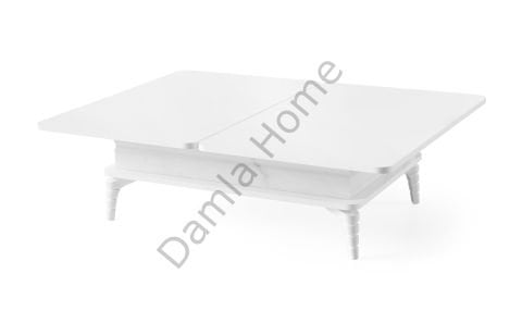 Lotus Akıllı Orta Sehpa - Beyaz/Beyaz Mermer