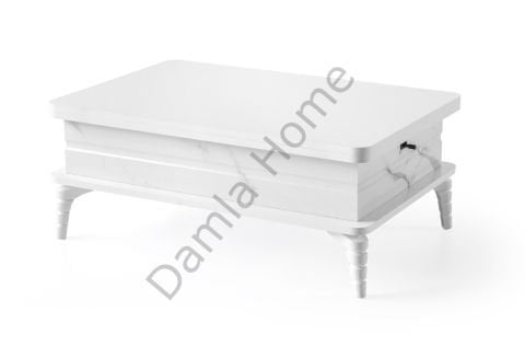 Lotus Akıllı Orta Sehpa - Beyaz/Beyaz Mermer