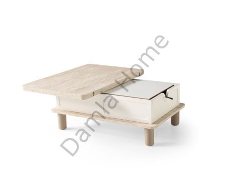 Stil Akıllı Orta Sehpa - Traverten/Ekru