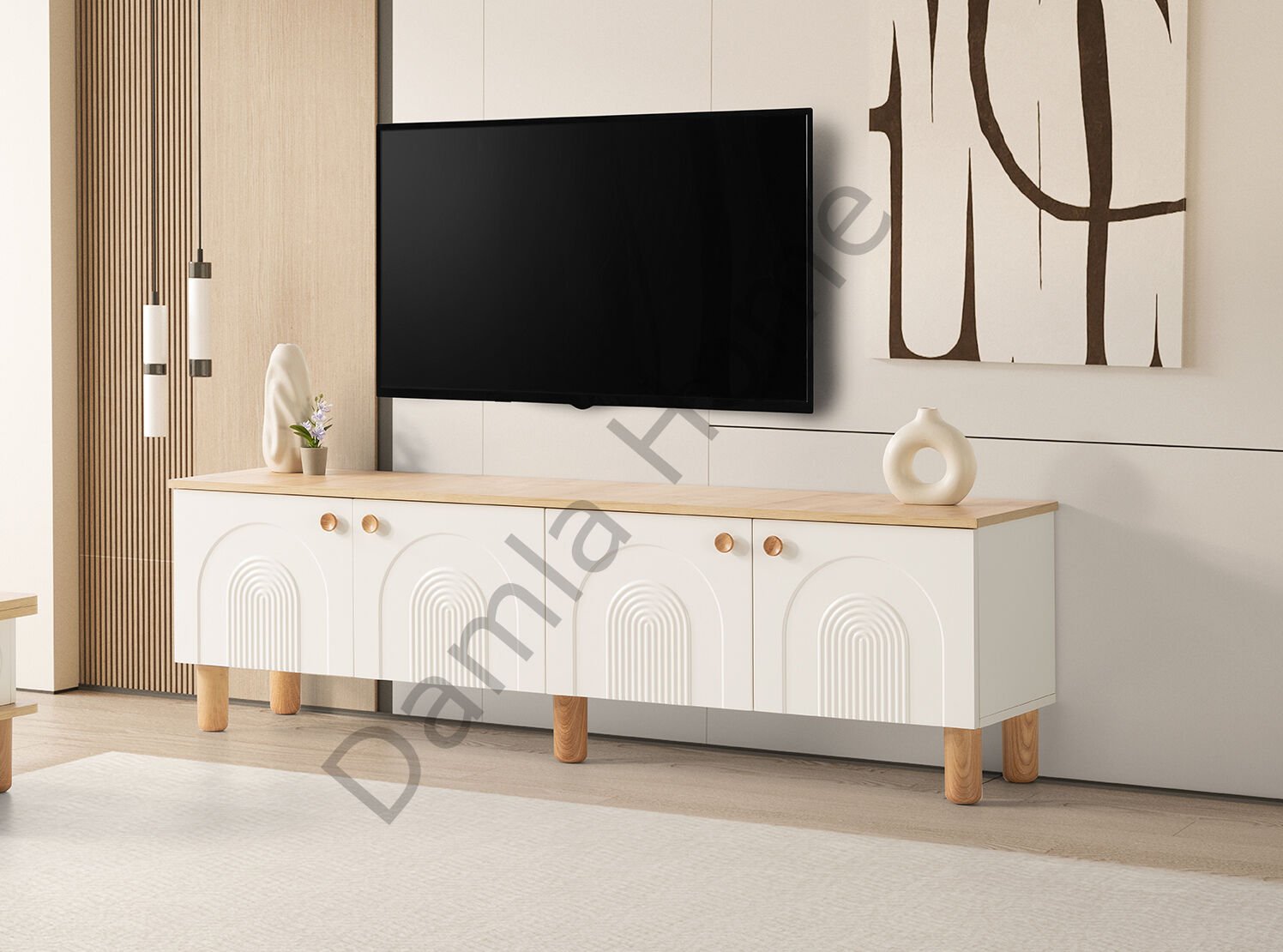 Lilyum Tv Ünitesi - Meşe/Ekru