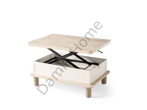 Stil Tv Ünitesi & Akıllı Sehpa Seti - Traverten/Ekru