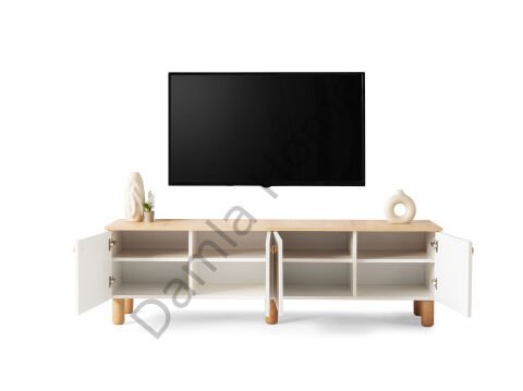 Lilyum Tv Ünitesi & Akıllı Sehpa Seti - Meşe/Ekru
