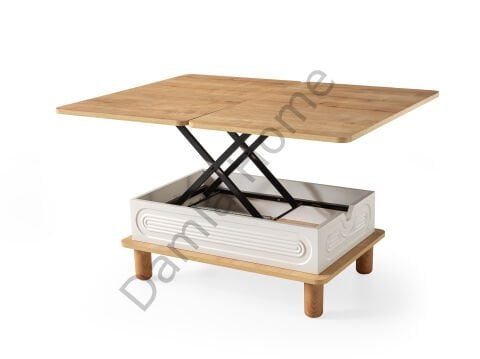 Lilyum Tv Ünitesi & Akıllı Sehpa Seti - Meşe/Ekru