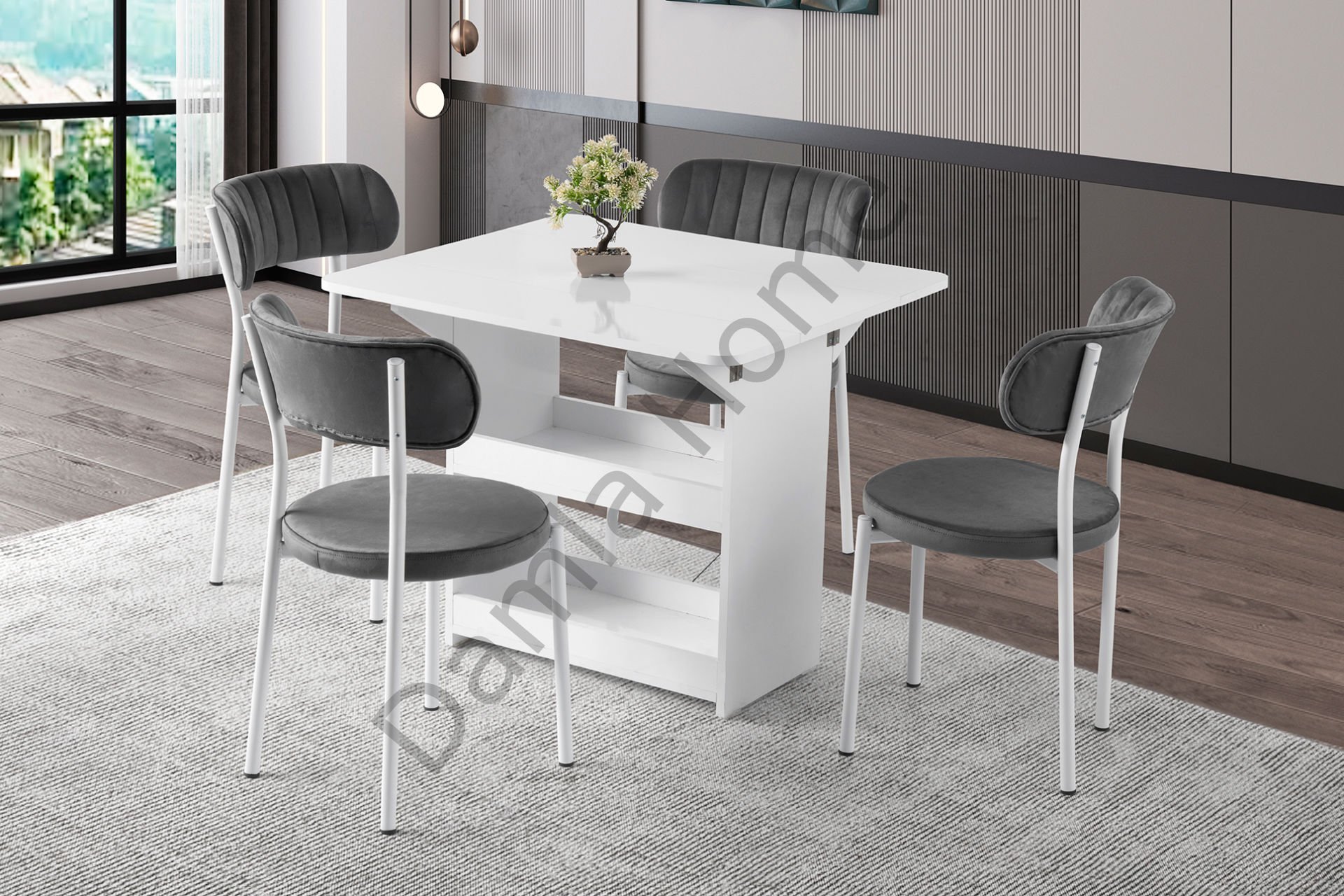 İzmir Katlanır Masa Sandalye Takımı - Beyaz