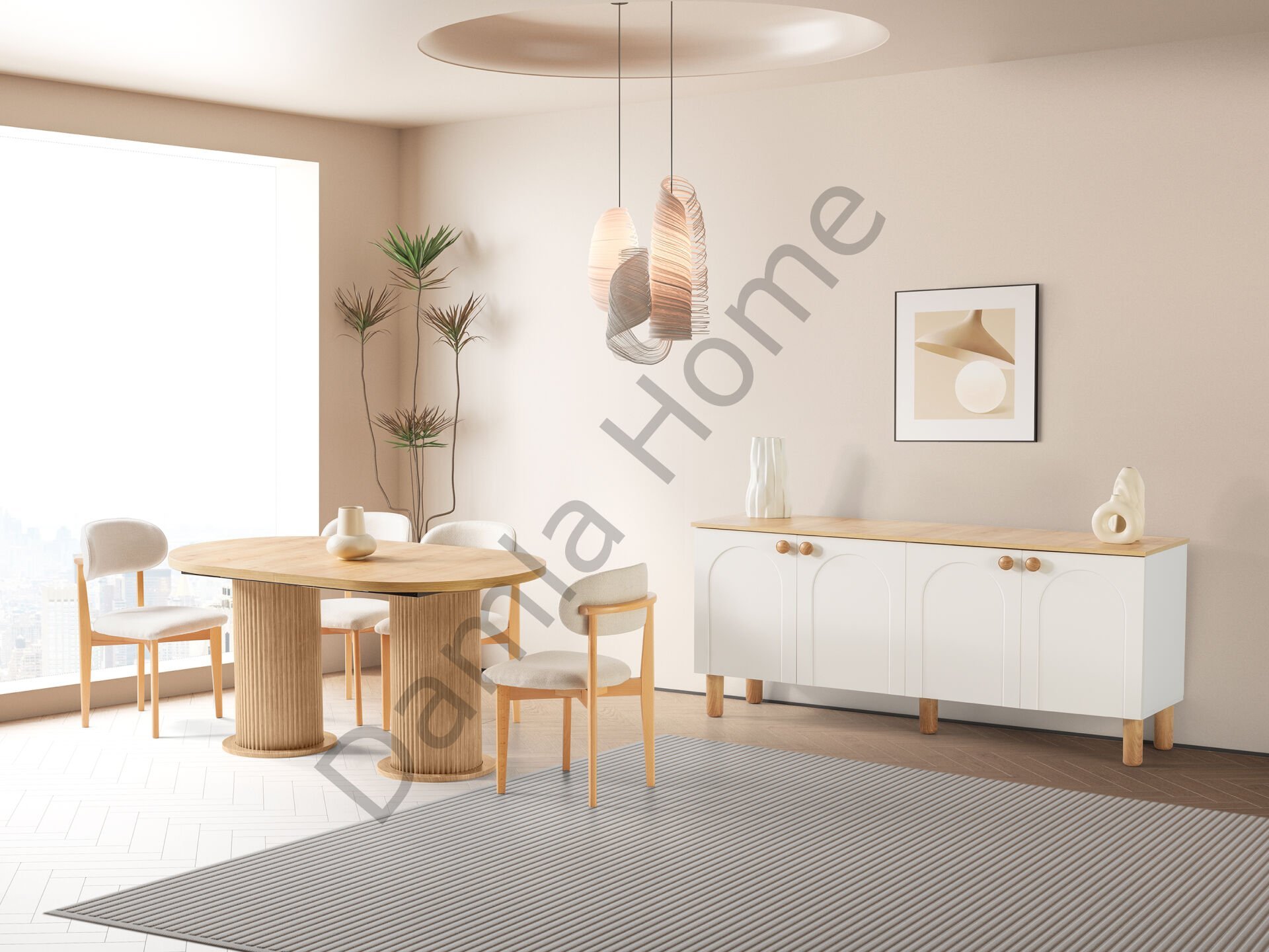 Açelya Yemek Odası - Meşe/Ekru