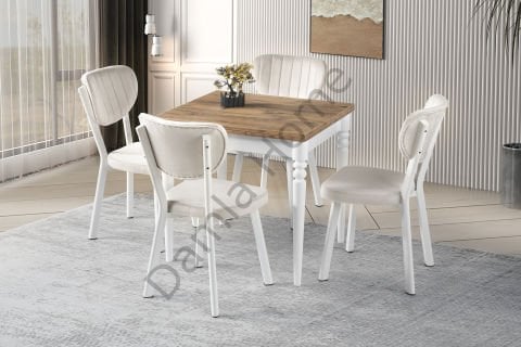 Pınar Masa Sandalye Takımı - Çam/Beyaz