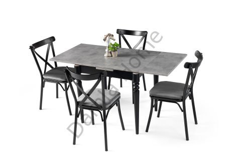 Pınar Masa Sandalye Takımı - Gri/Siyah