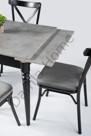 Pınar Masa Sandalye Takımı - Gri/Siyah