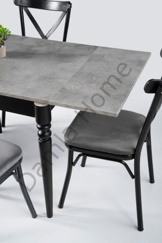 Pınar Masa Sandalye Takımı - Gri/Siyah