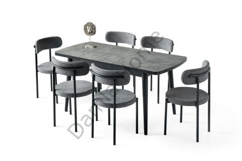 Kelebek Masa Sandalye Takımı - Gri/Siyah