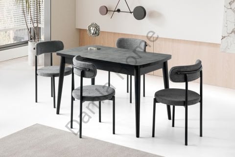 Kelebek Masa Sandalye Takımı - Gri/Siyah