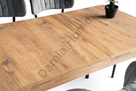 Nisa Masa Sandalye Takımı - Çam/Siyah