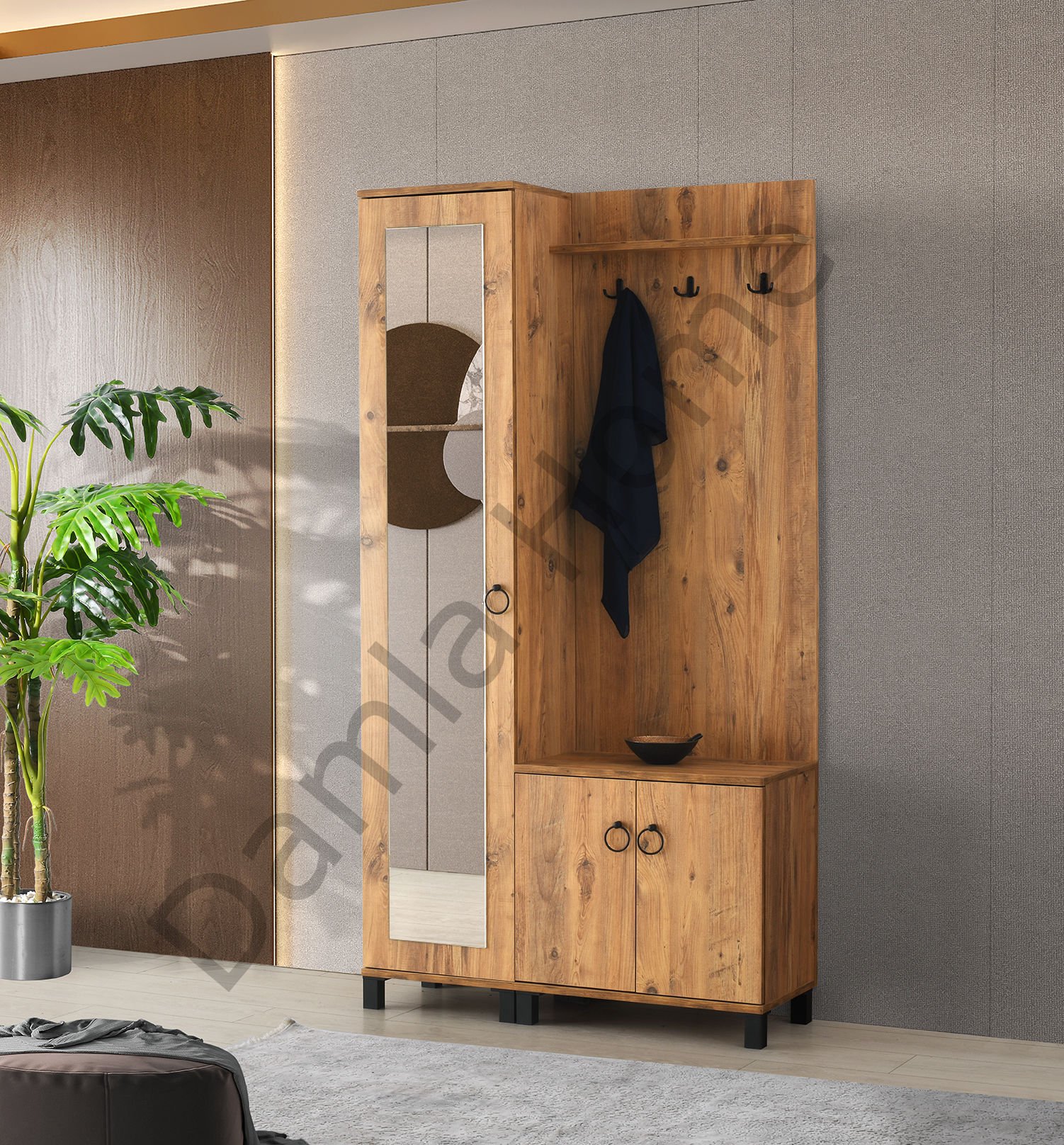 Elmas Portmanto İkili - Çam