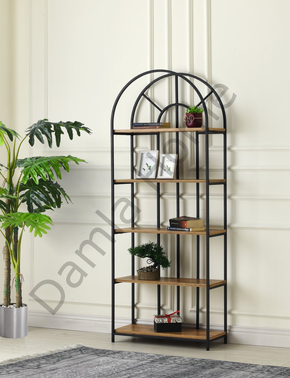 Kubbeli Kitaplık - Çam/Siyah