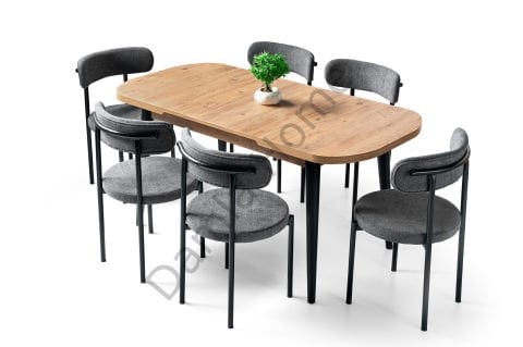 Venüs Masa Sandalye Takımı - Çam/Siyah