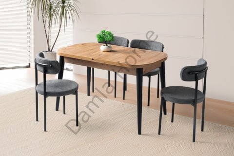 Venüs Masa Sandalye Takımı - Çam/Siyah