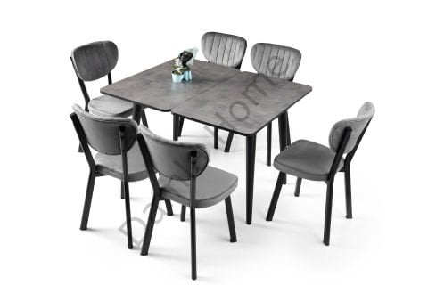 Rüya Masa Sandalye Takımı - Gri/Siyah