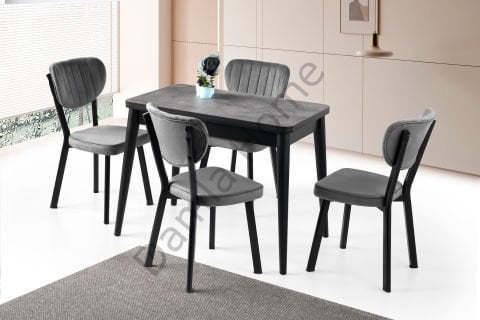 Rüya Masa Sandalye Takımı - Gri/Siyah