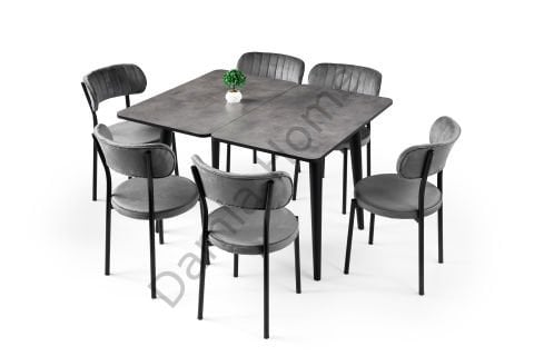 Rüya Masa Sandalye Takımı - Gri/Siyah